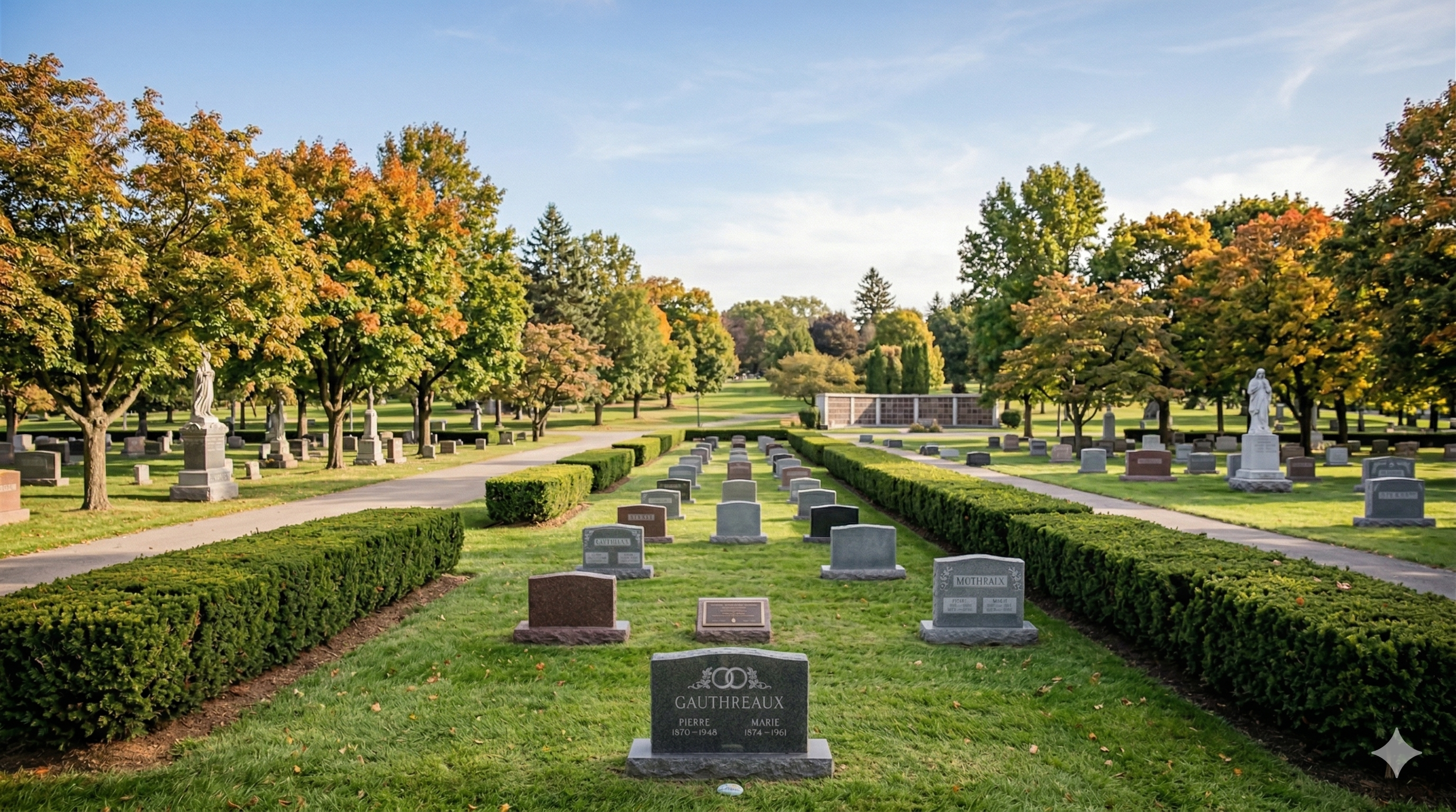 Peaceful cemetery landscape